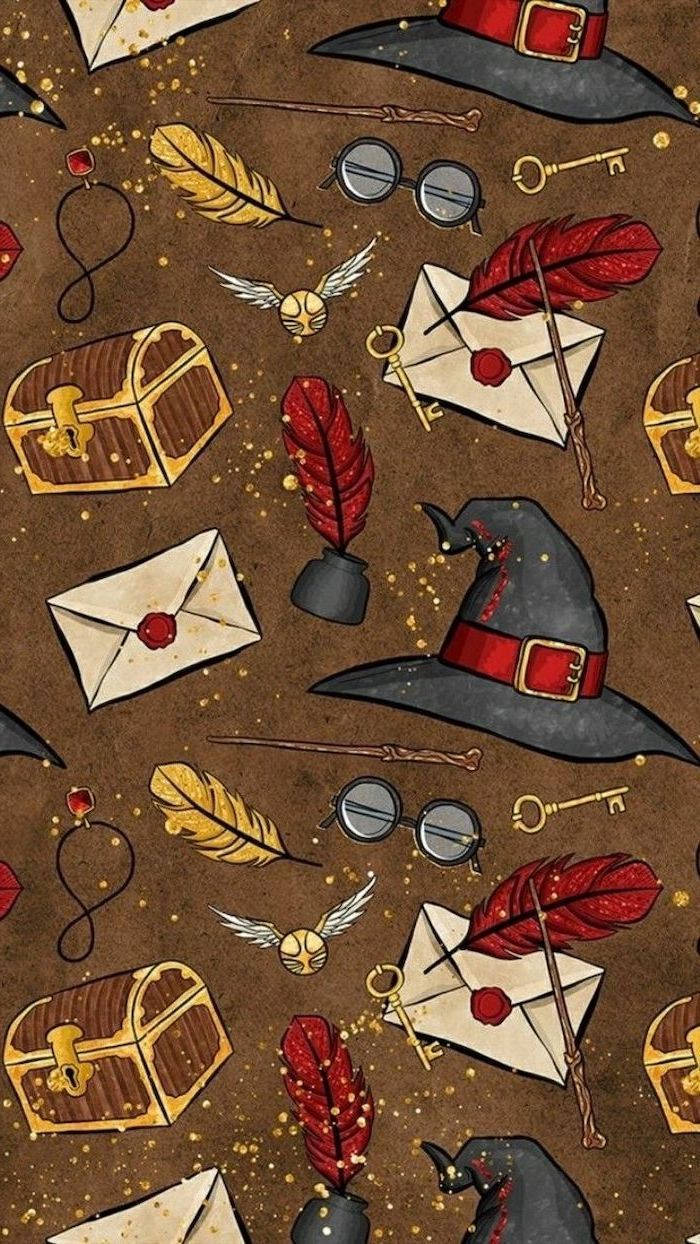 Cute Harry Potter Brown Pattern Wallpaper