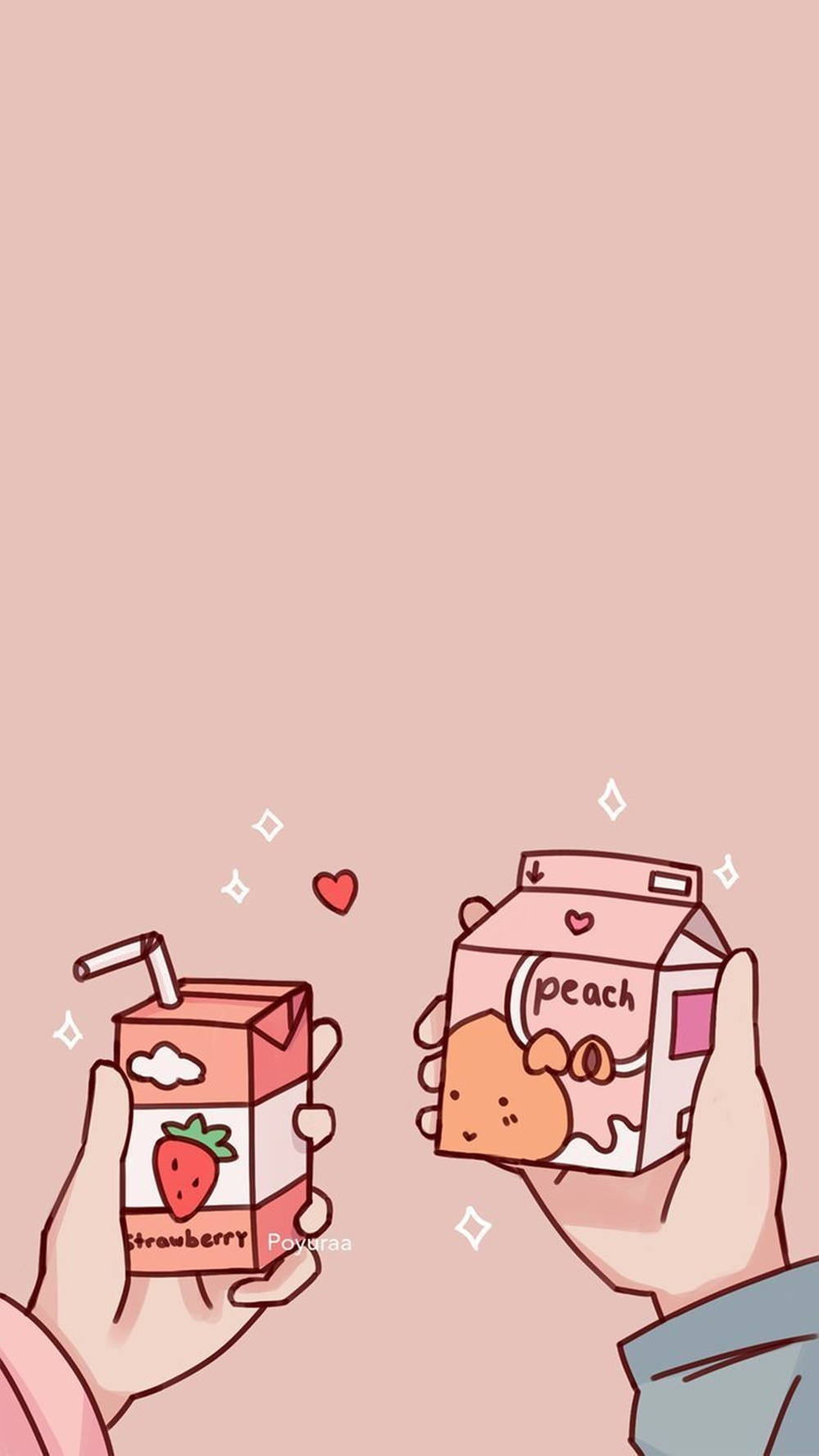 Cute Kawaii Aesthetic Peach Strawberry Wallpaper