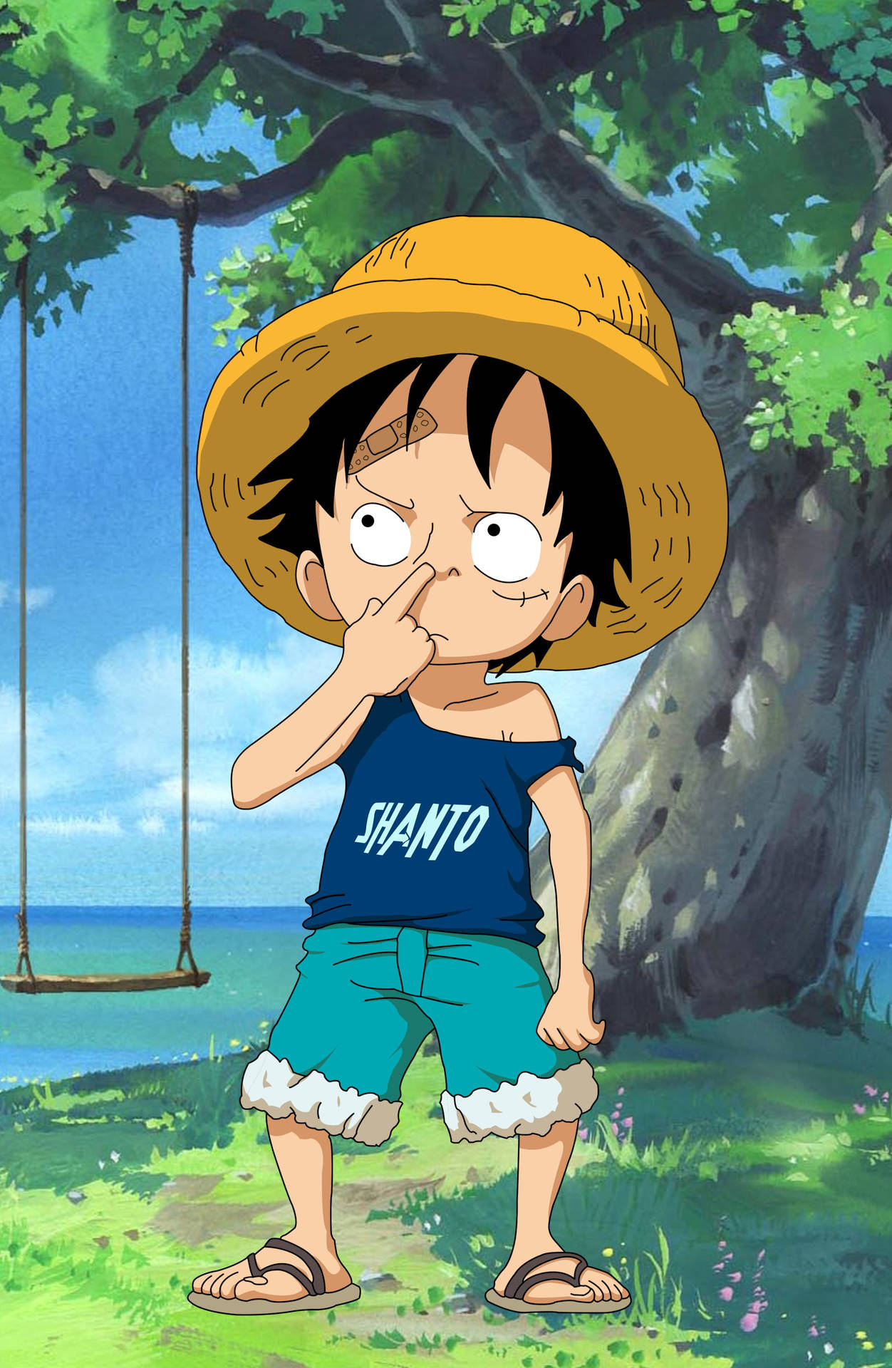 Cute Kawaii Anime Luffy Picking Nose Wallpaper