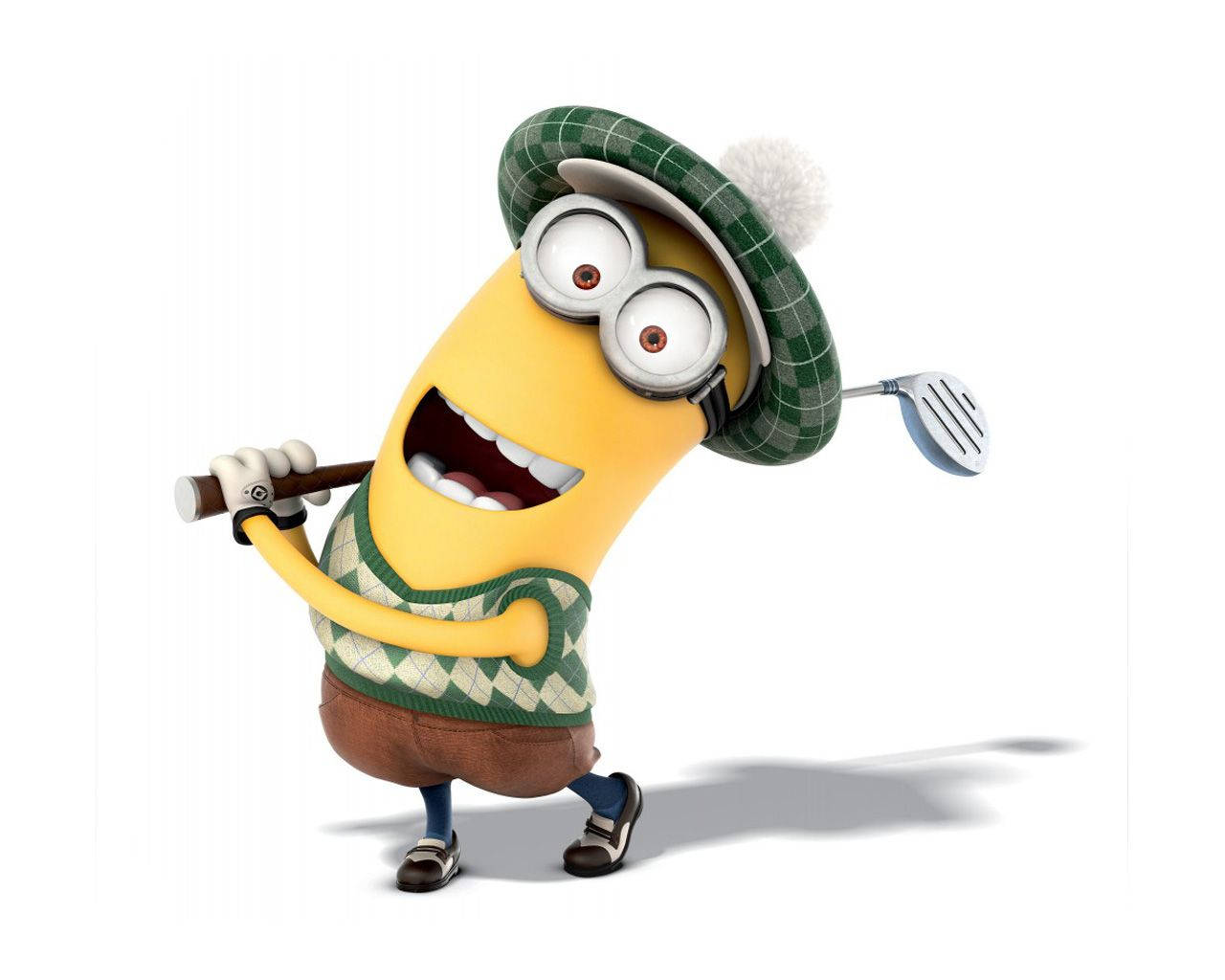 Cute Minion Tim Holding Golf Racket Wallpaper