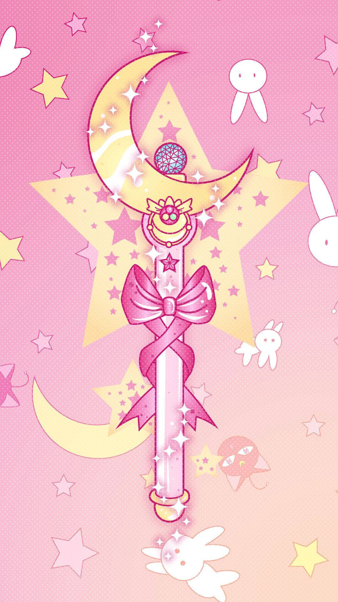 Cute Moon Stick Sailor Moon Iphone Wallpaper