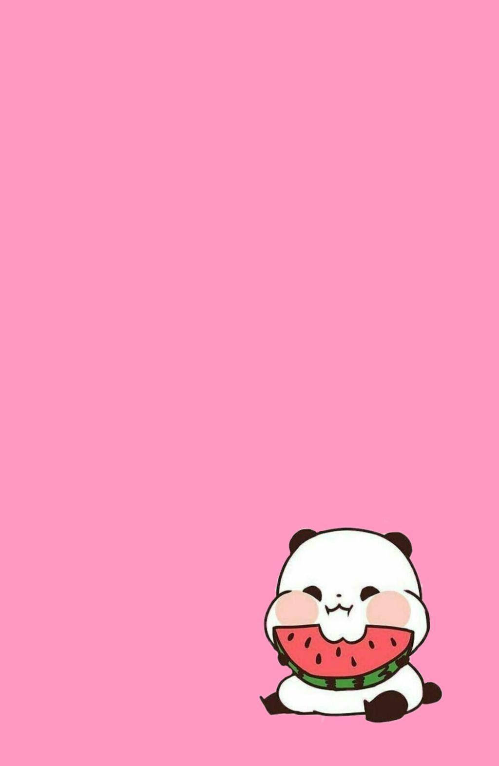 Cute Panda Munching Watermelon Wallpaper