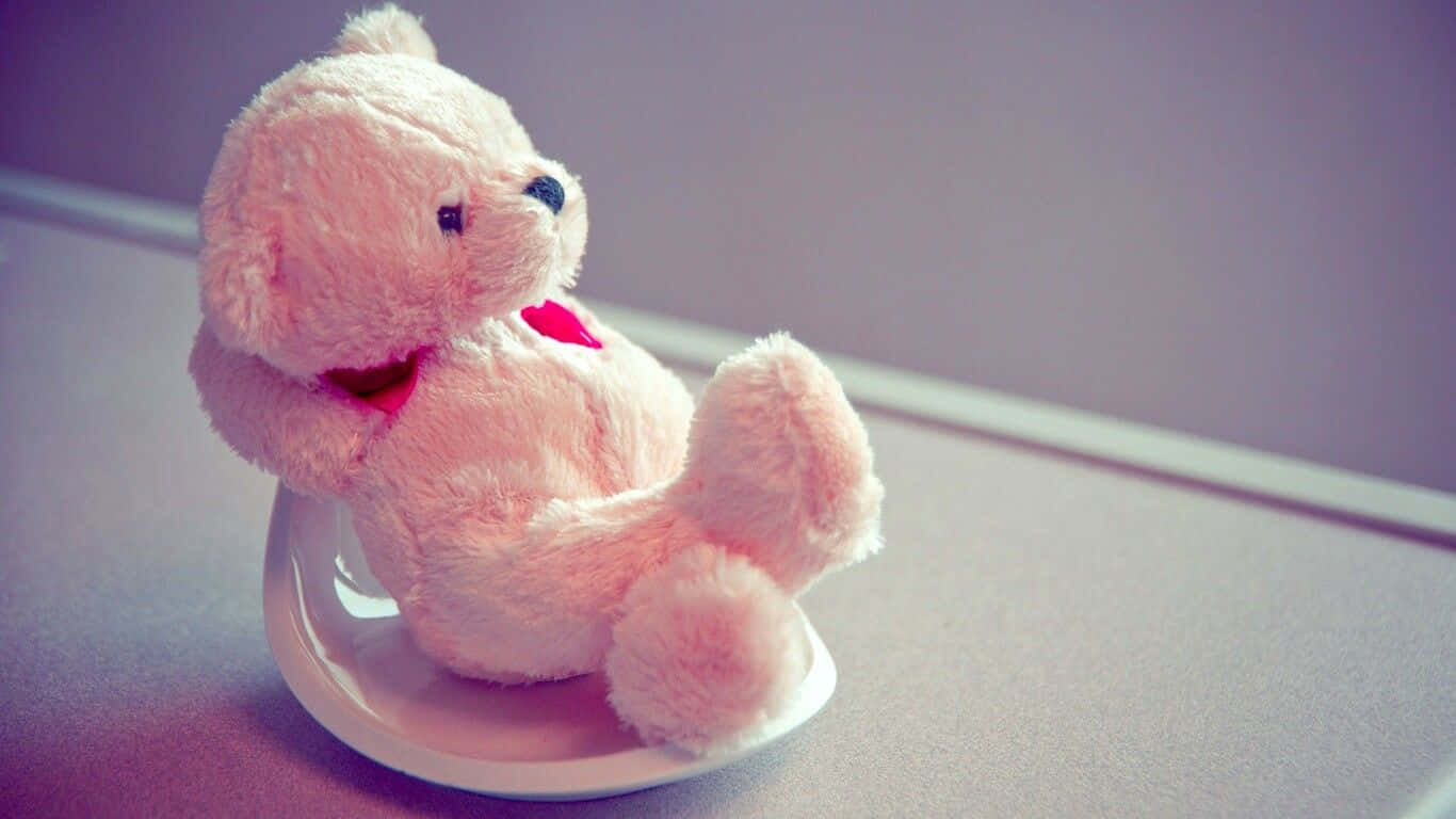 Cute Pink Teddy Bear Gift Wallpaper