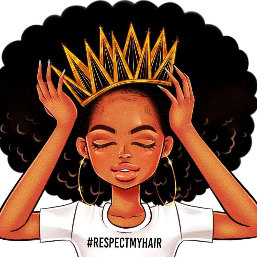 Cute Queenly Black Girl Art Wallpaper