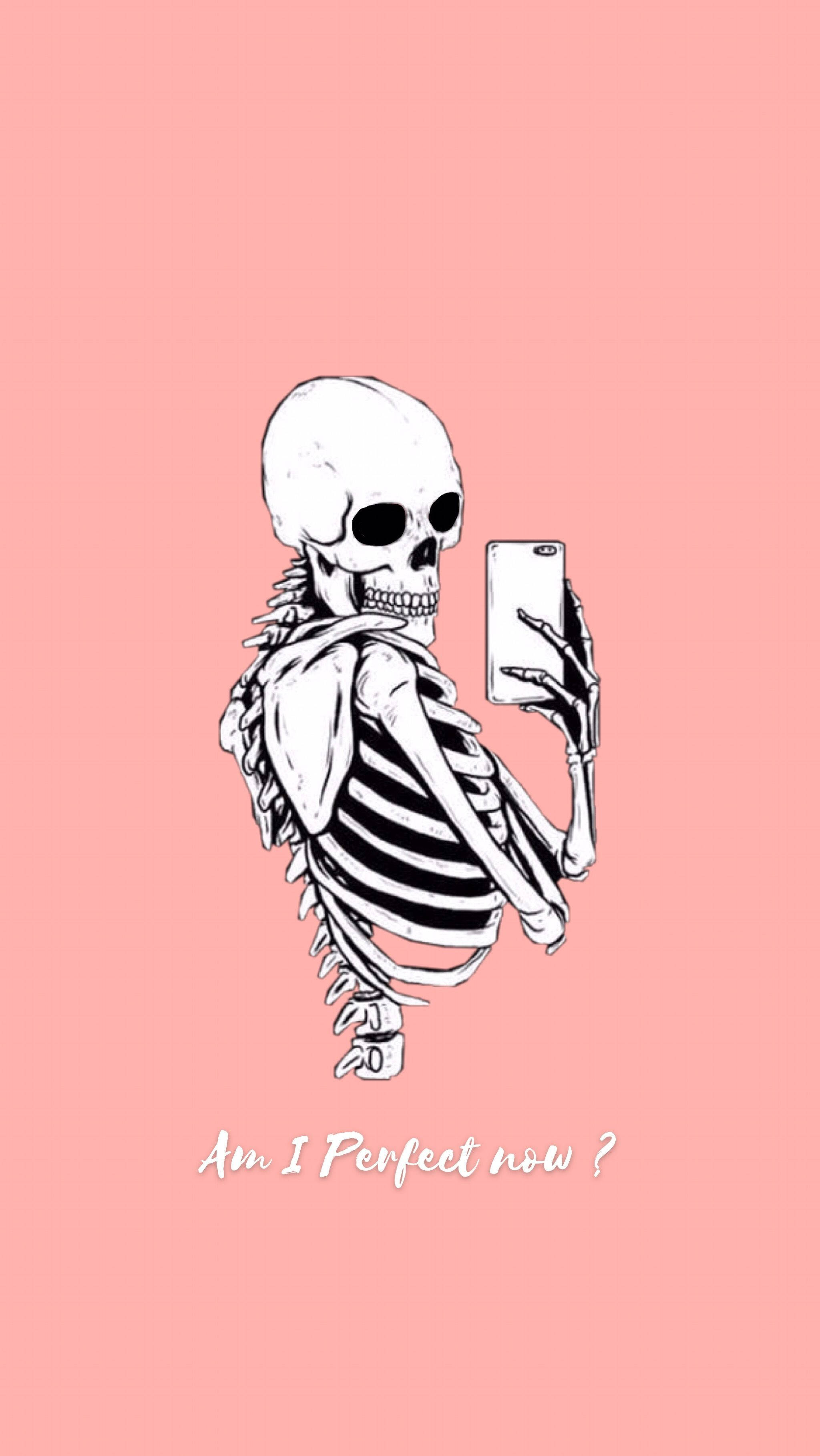 Cute Skeleton Iphone Pink Wallpaper