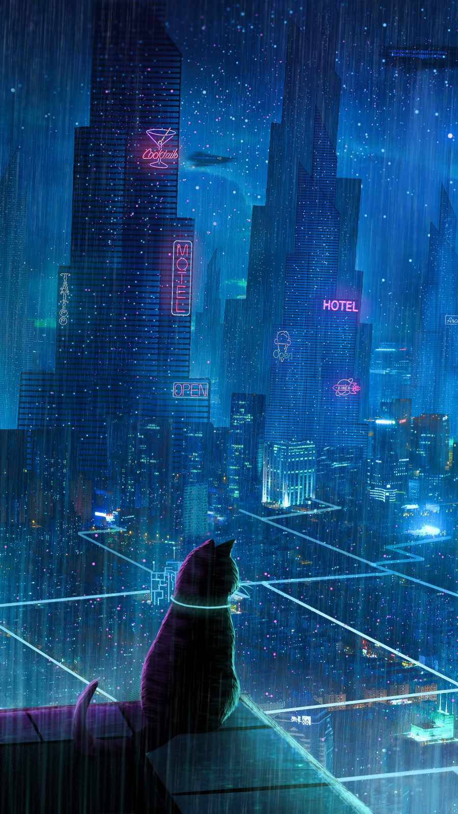 Cyberpunk Iphone Black Cat Wallpaper