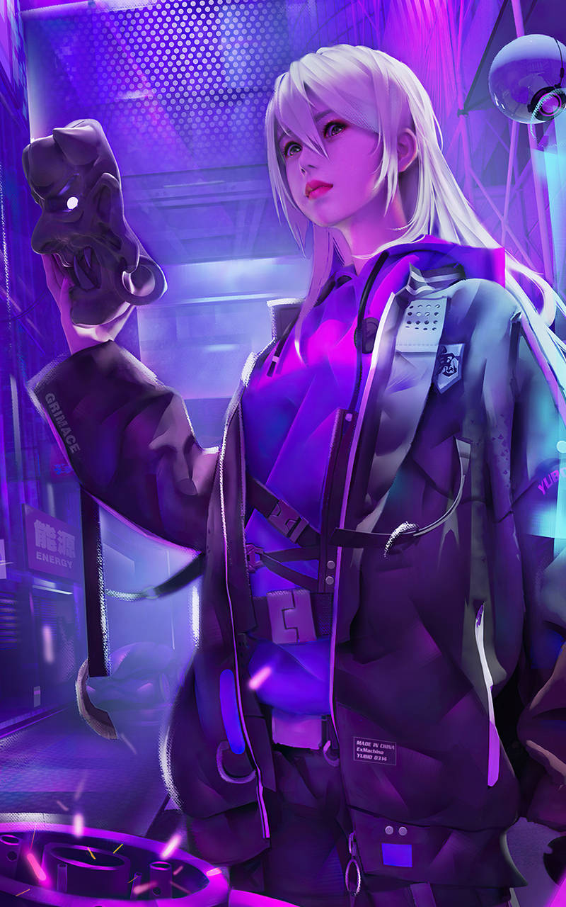 Cyberpunk Iphone Female Mask Wallpaper