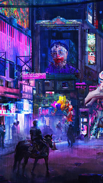 Cyberpunk Iphone Riding A Horse Wallpaper