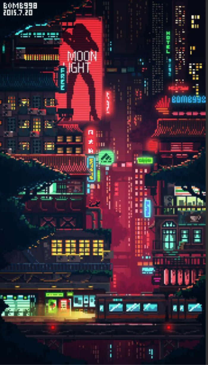 Cyberpunk Pixel Art 700 X 1226 Wallpaper