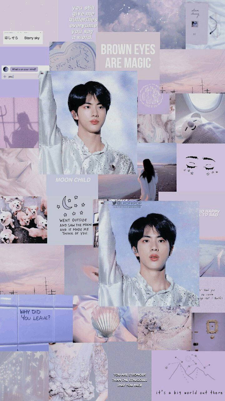 Dainty Pink Purple Bts Jin Aesthetic Wallpaper