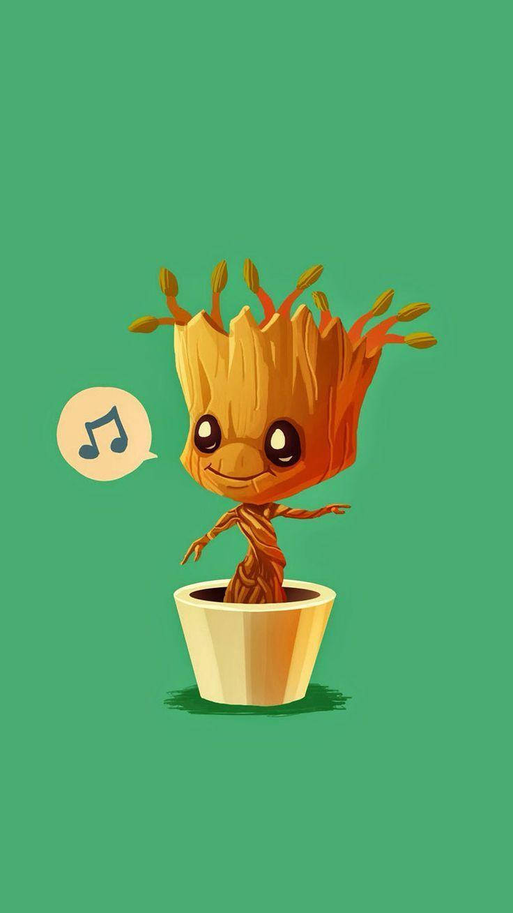 Dancing Groot In Pot Wallpaper