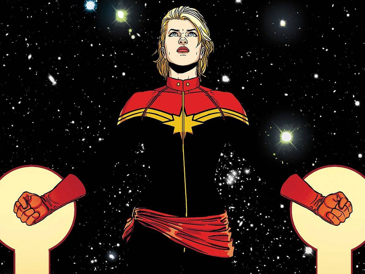 Dare To Be Bold In A Black Captain Marvel Costume Wallpaper