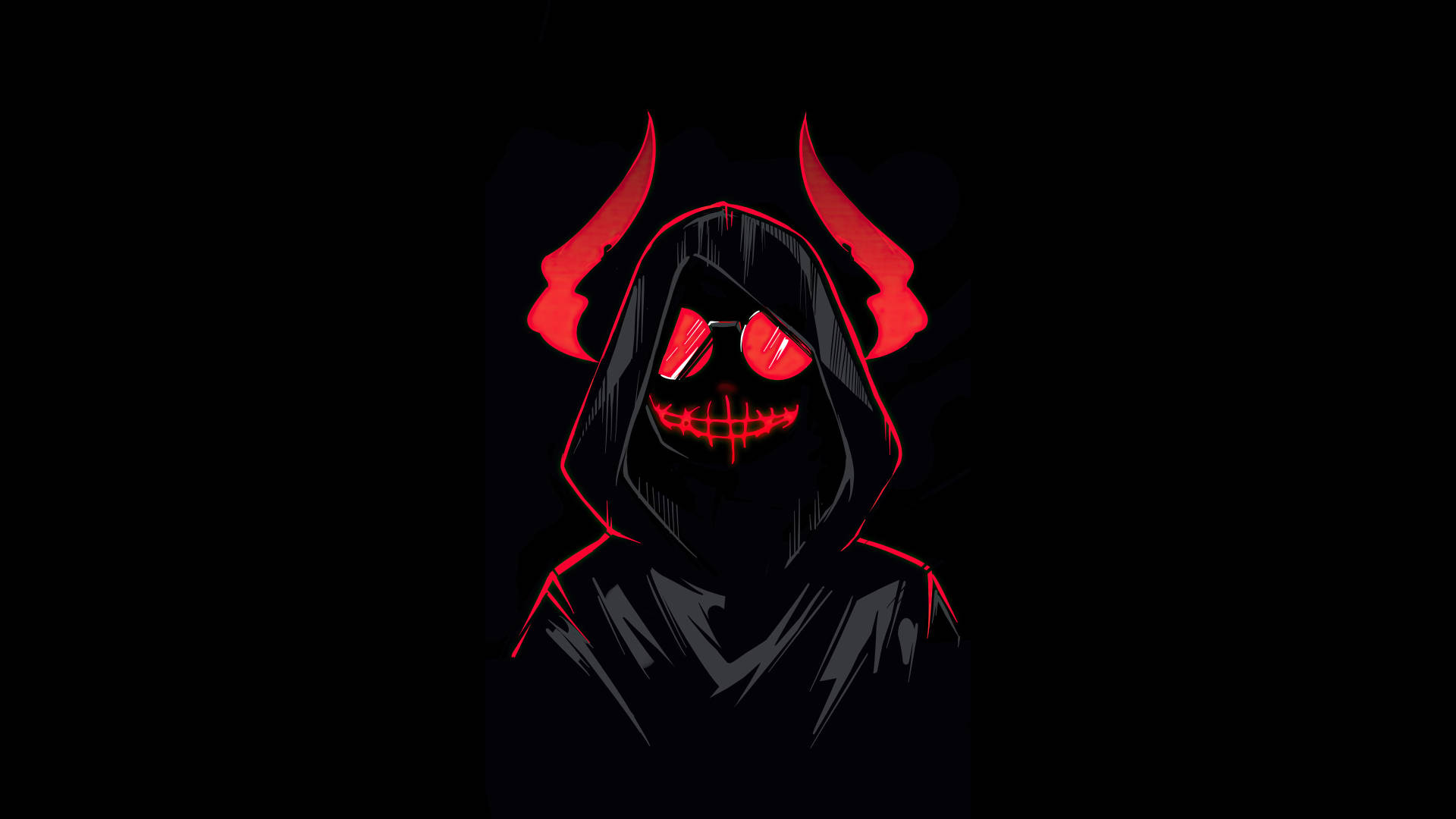 Dark Devil Red Horns Cartoon Wallpaper