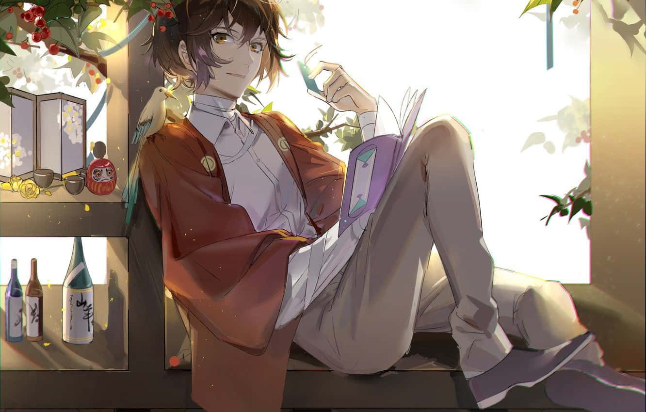 Dazai Osamu Fanart Reading Book By The Window Wallpaper