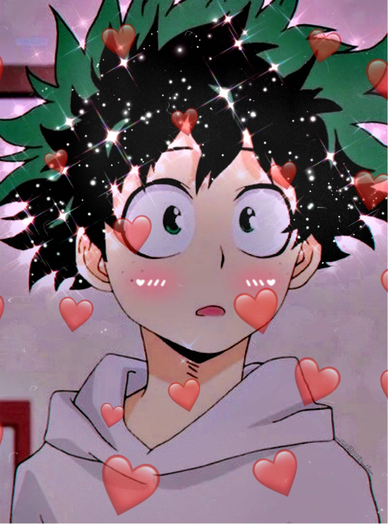 Deku Cute Red Hearts Wallpaper