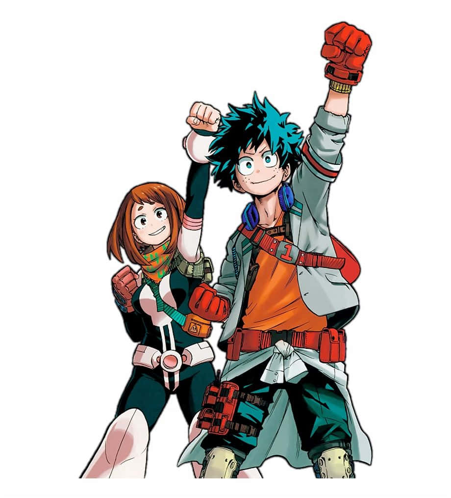 Deku Stands Triumphantly At The Peak Of Hero Machi Wallpaper