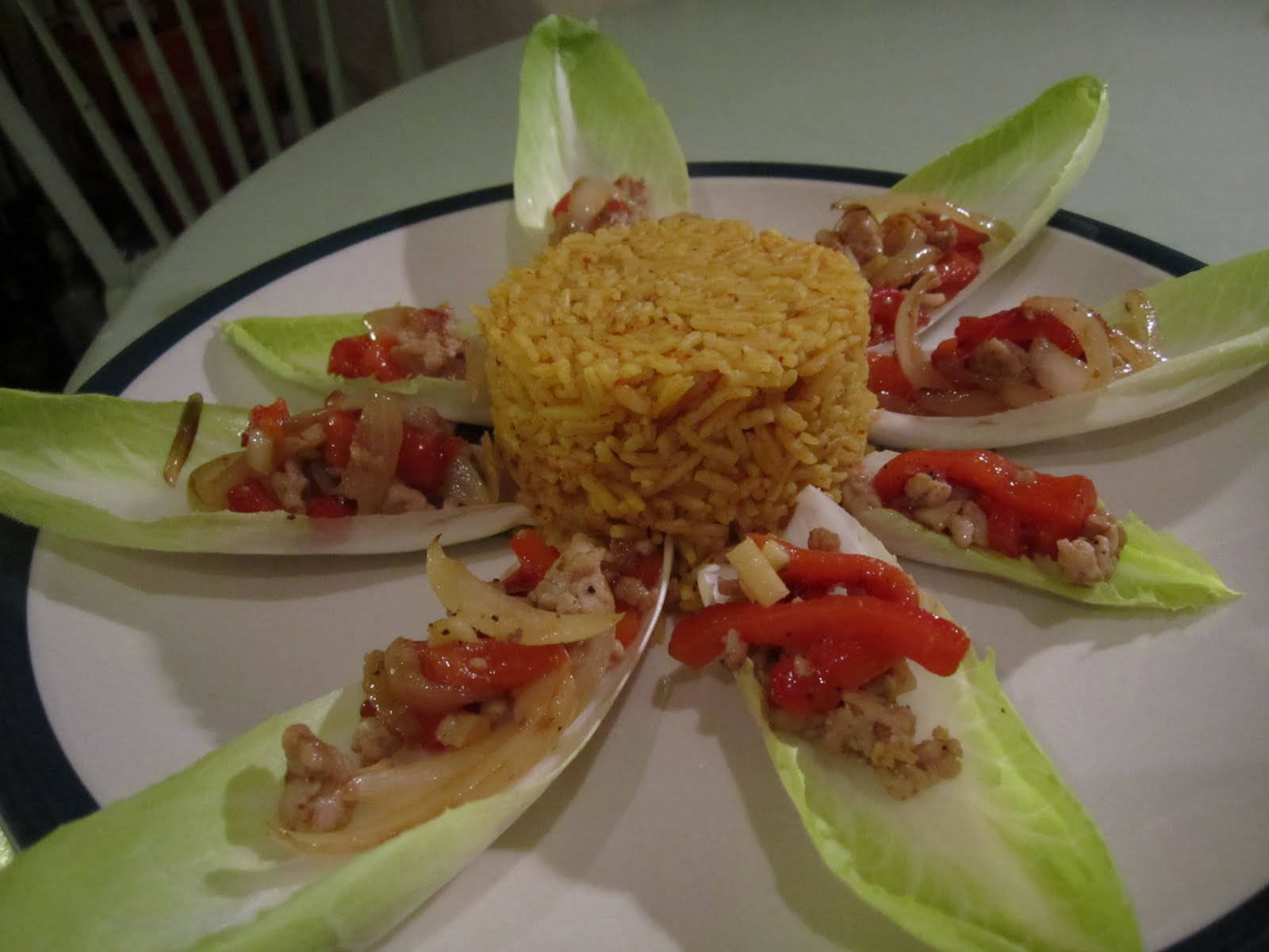 Delicate Stuffed Endive Served With Lava Rice Wallpaper