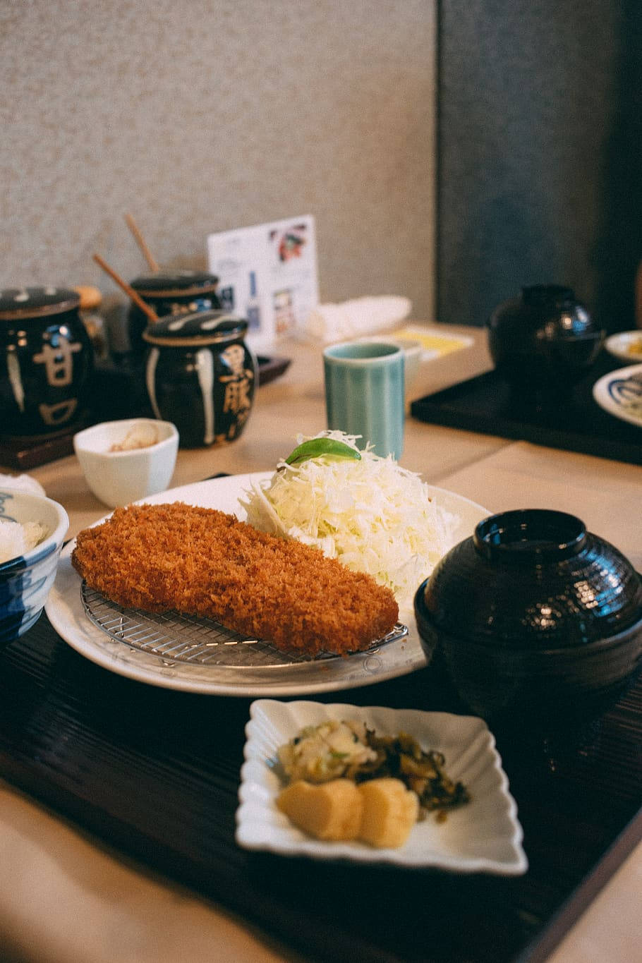 Delicious Breaded Tonkatsu Dish In A Japanese Setting Wallpaper