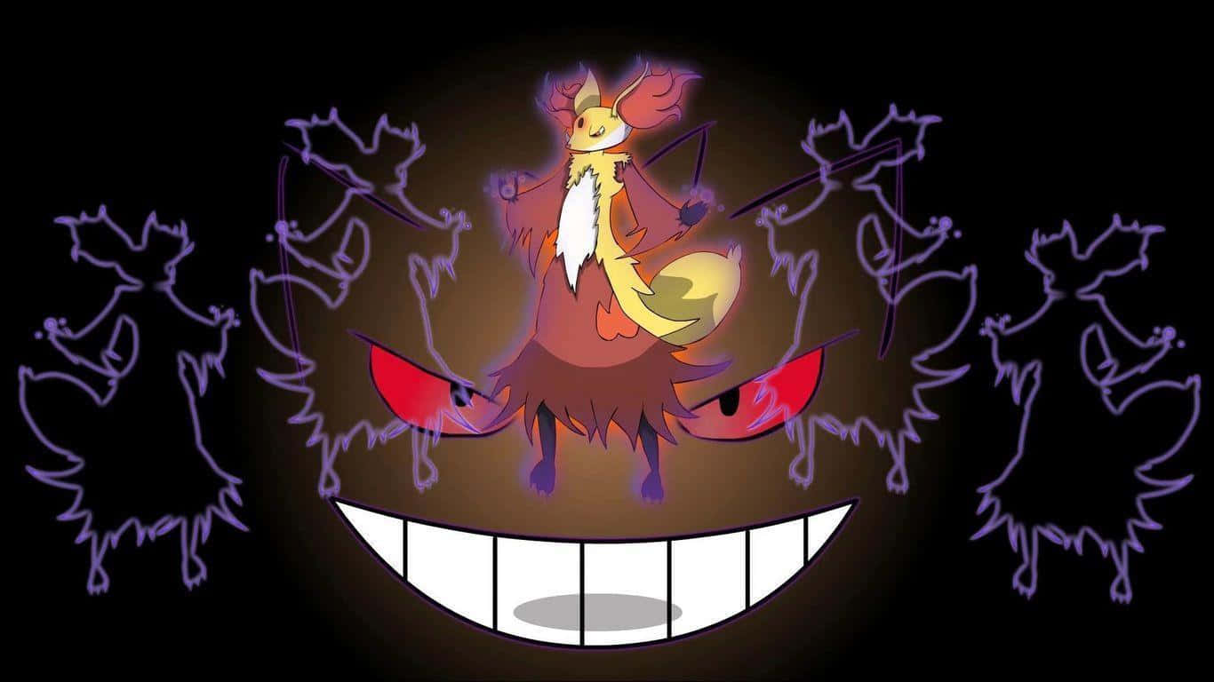 Delphox Mystical Fire Silhouettes Wallpaper