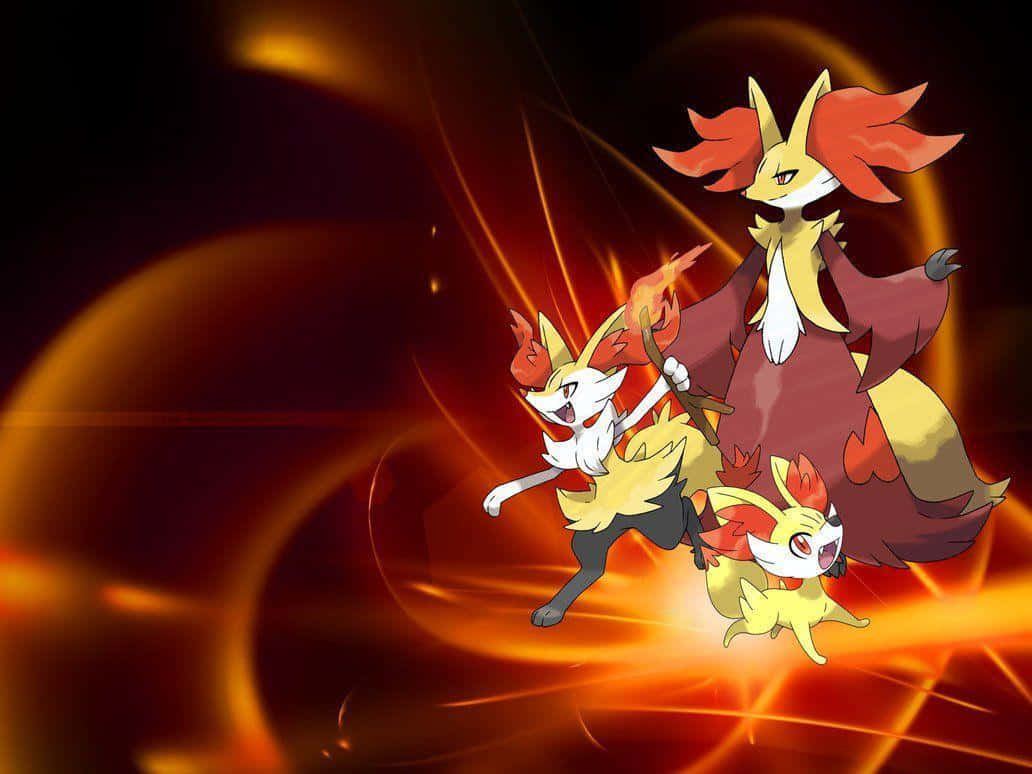 Delphoxand Evolutions Fire Backdrop Wallpaper