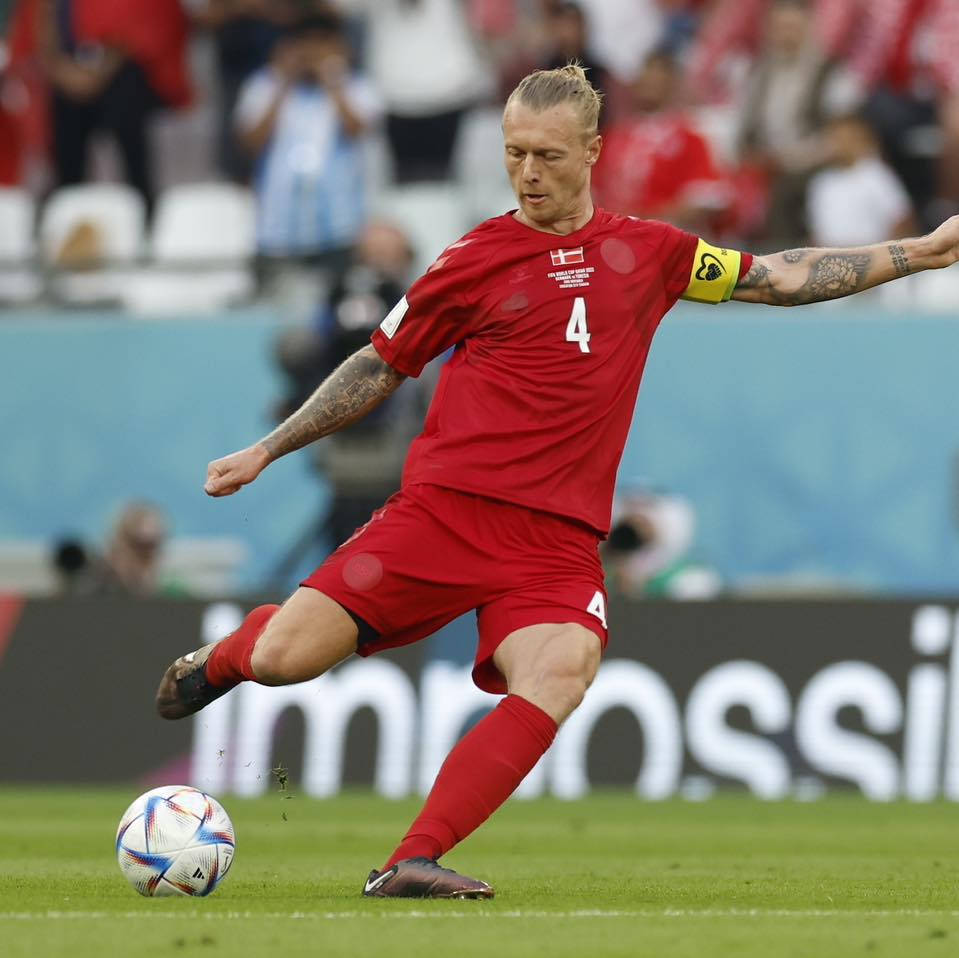 Denmark National Football Team Simon Kjaer Kick Wallpaper