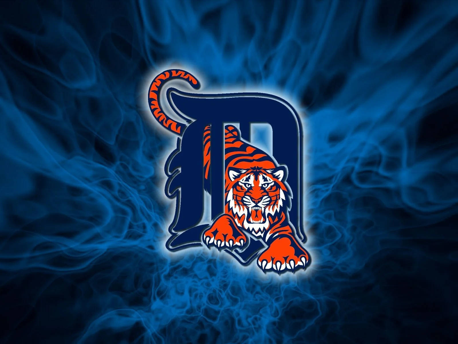 Detroit Tigers Flaming Blue Logo Wallpaper