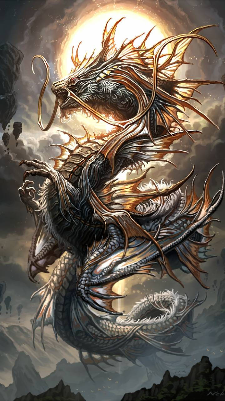 Diamond Really Cool Dragons Painting Wallpaper