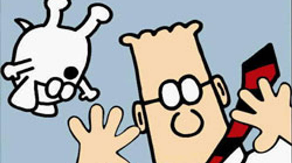 Dilbert And Dogbert Deep In Conversation Wallpaper