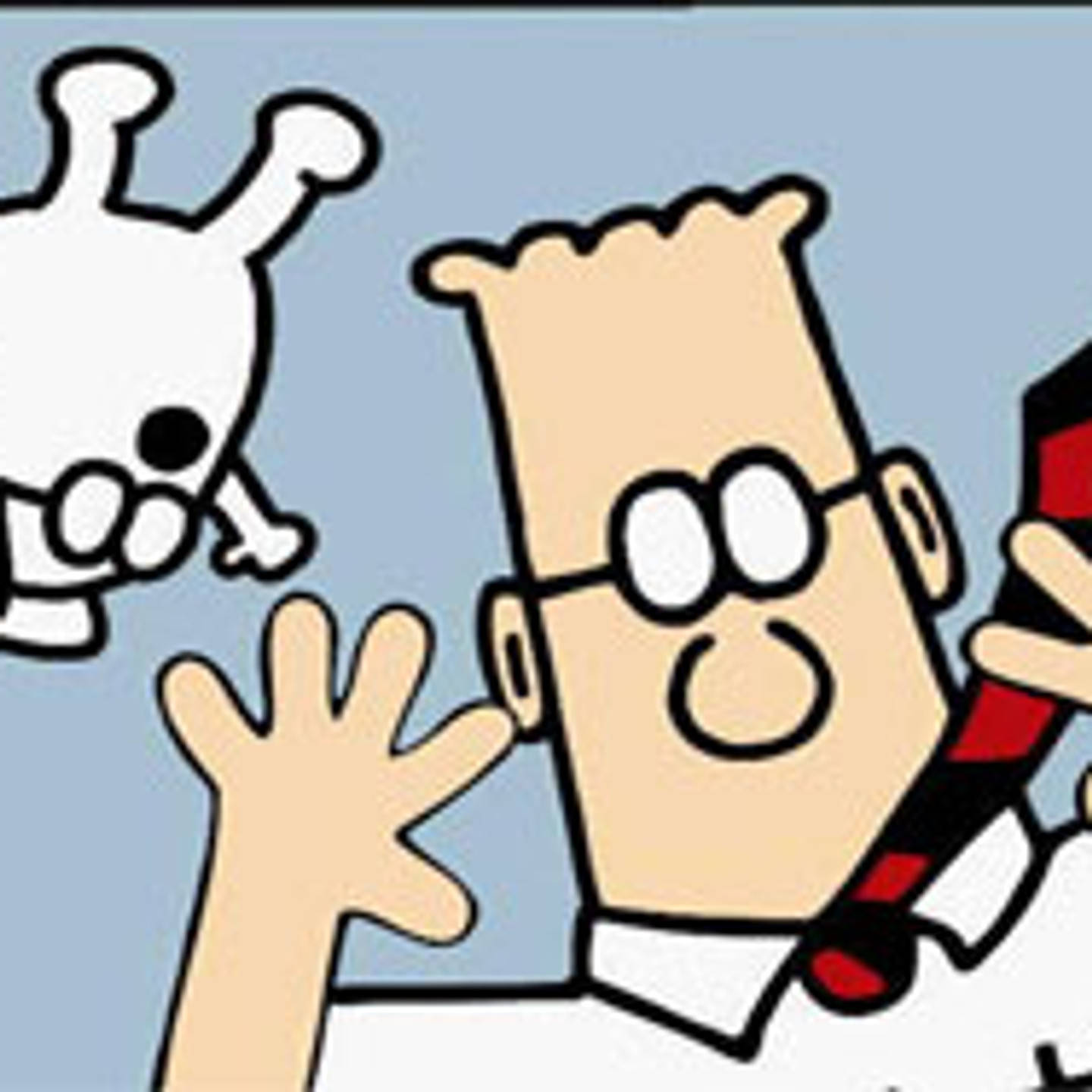 Dilbert And Dogbert Waving For A Cheerful Day Wallpaper