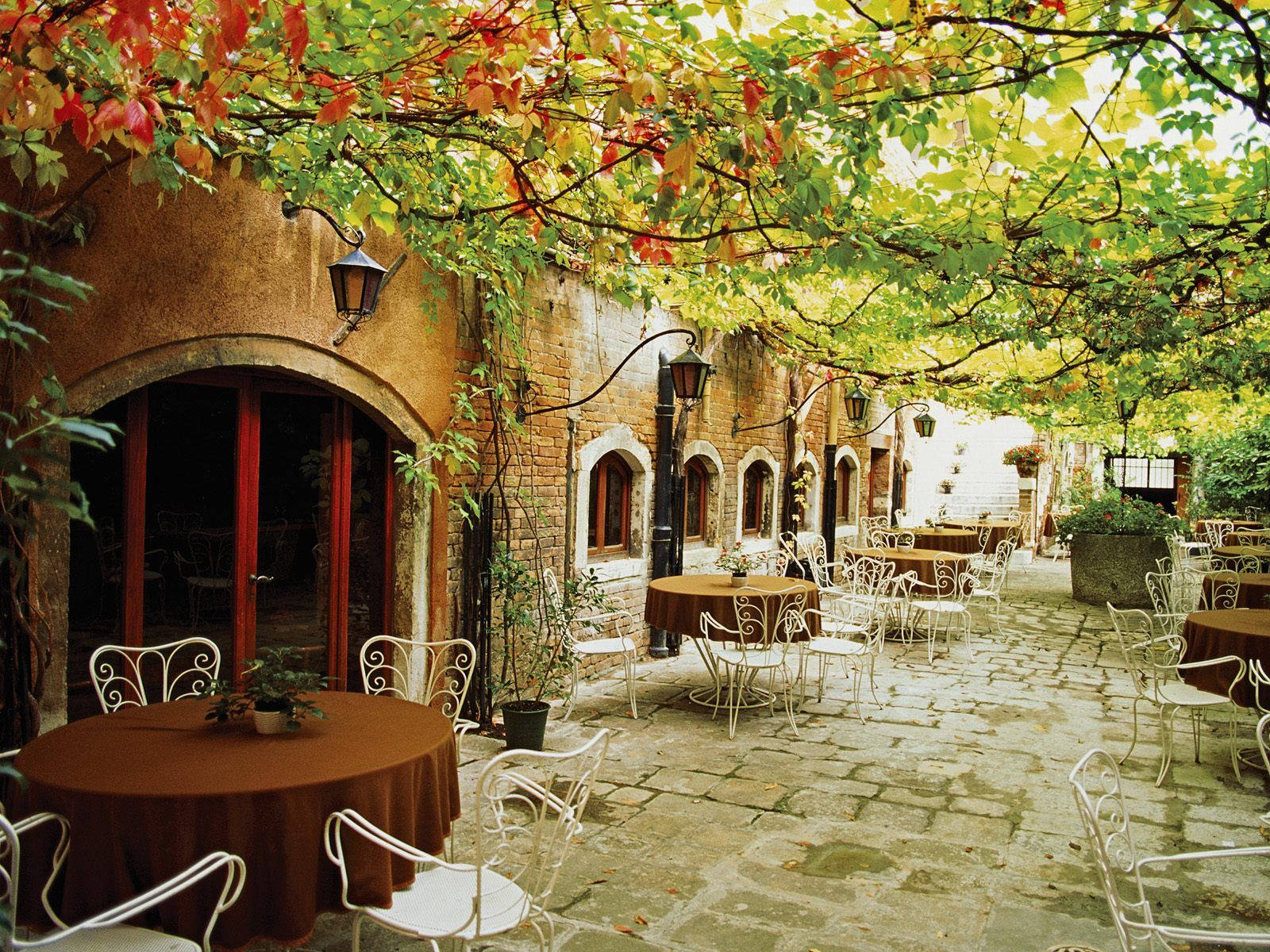 Dining Alfresco Venice Italy Wallpaper