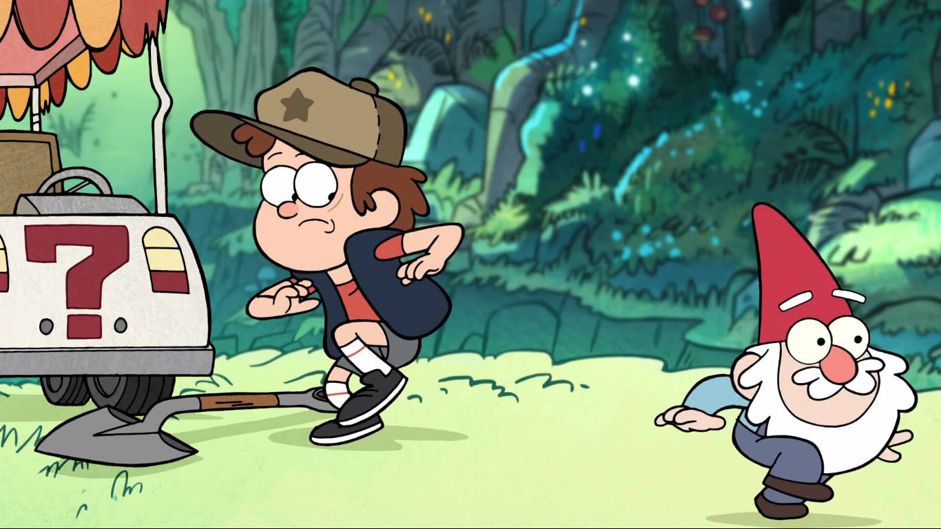 Dipper And Gnome Explore Gravity Falls Wallpaper