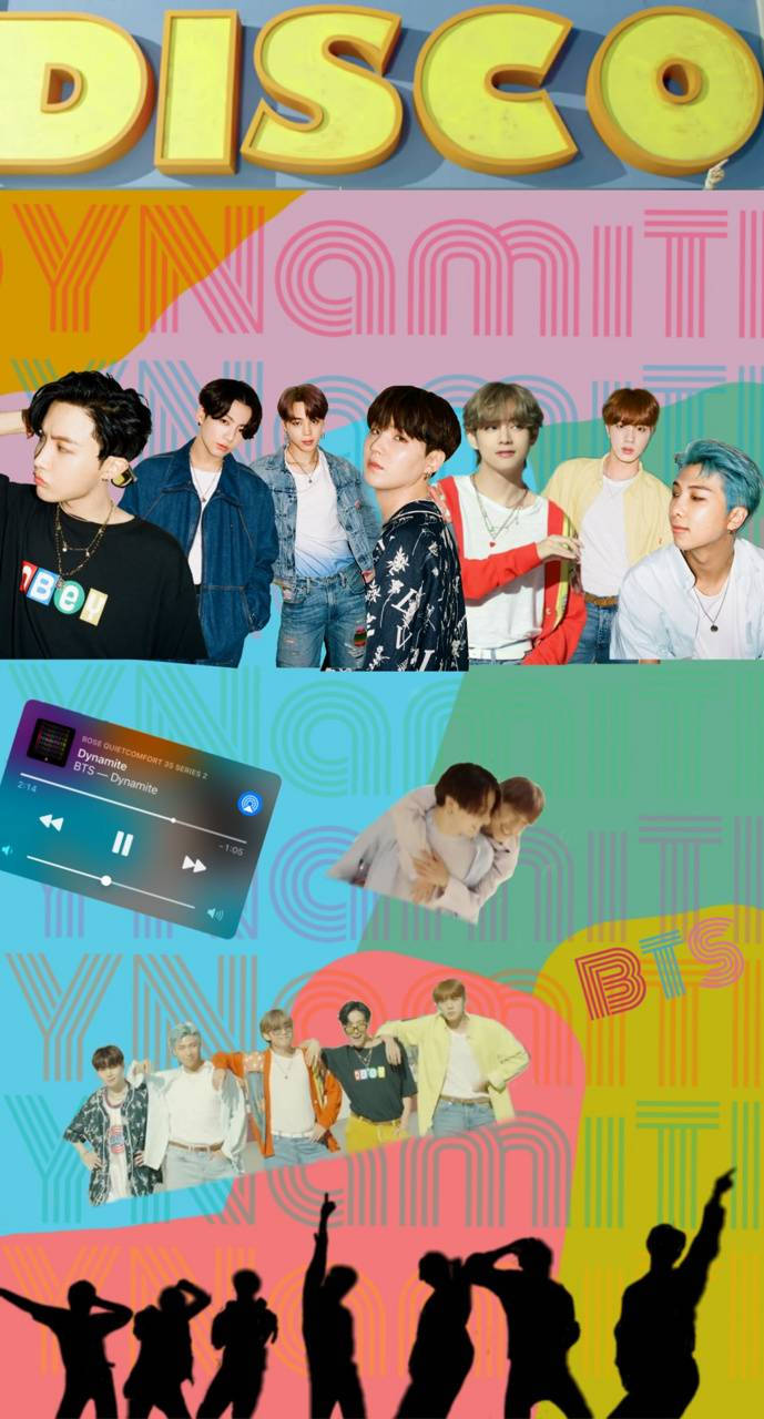 Disco Aesthetic Bts Dynamite Collage Wallpaper