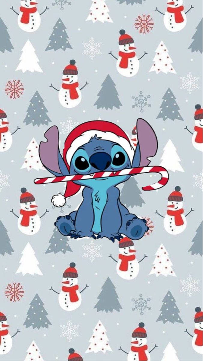 Disney Christmas Iphone Stitch Candy Cane Wallpaper