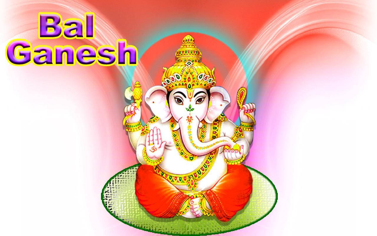 Divine Bal Ganesh Meditating On Green Mat Wallpaper