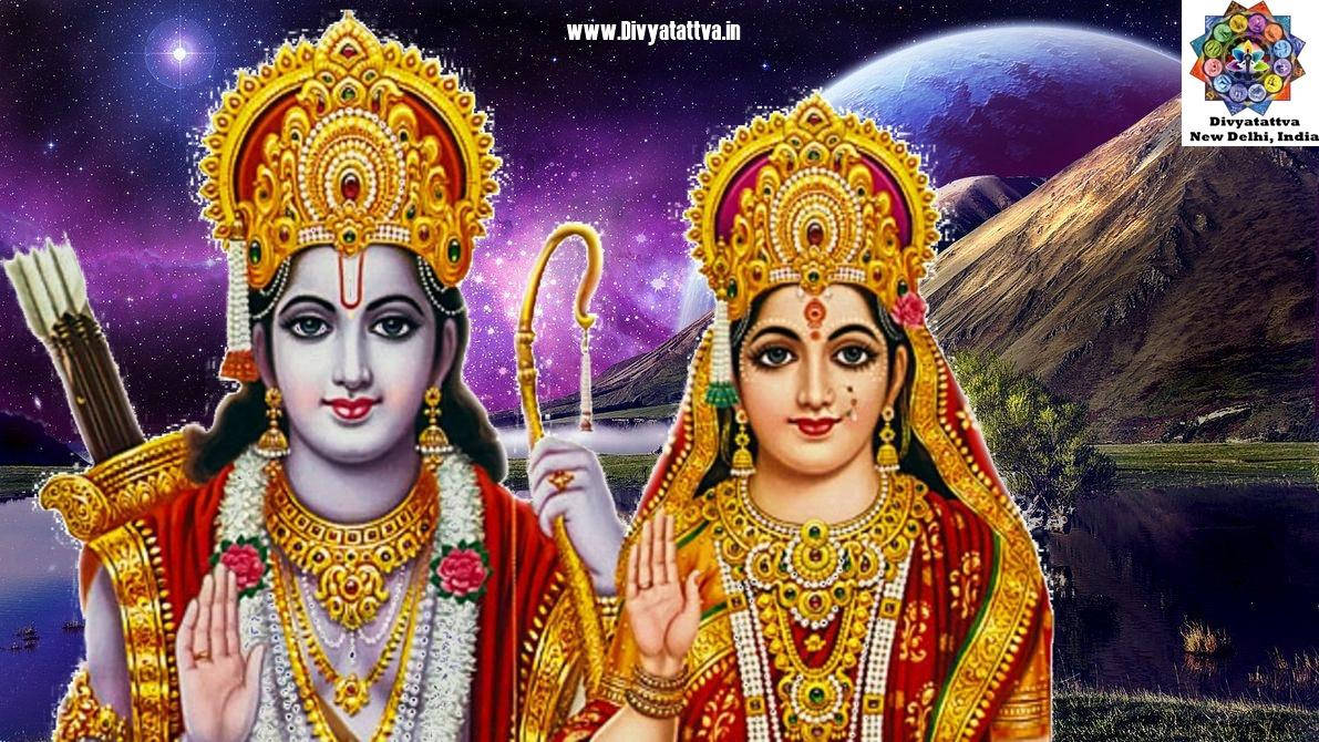 Divine Couple Ram And Sita In Sacred Union Wallpaper