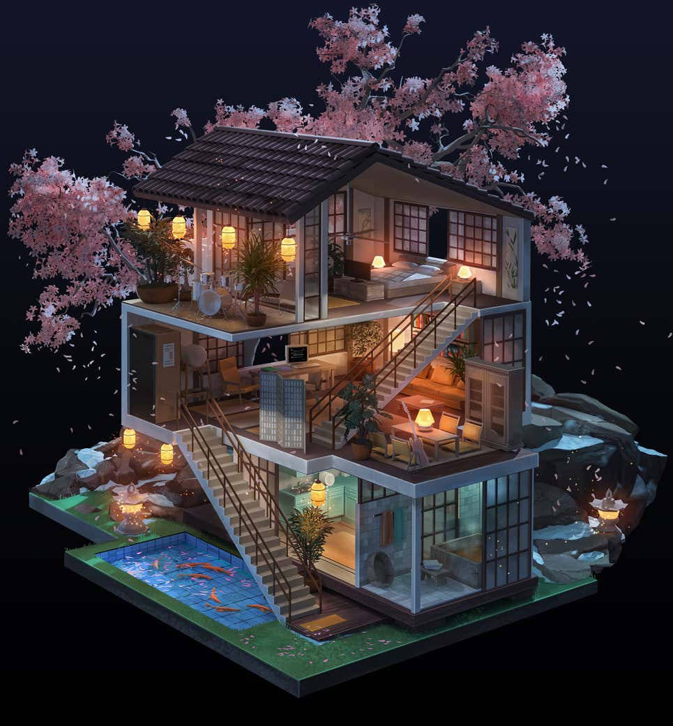 Dollhouse 3d Art Japanese Wallpaper