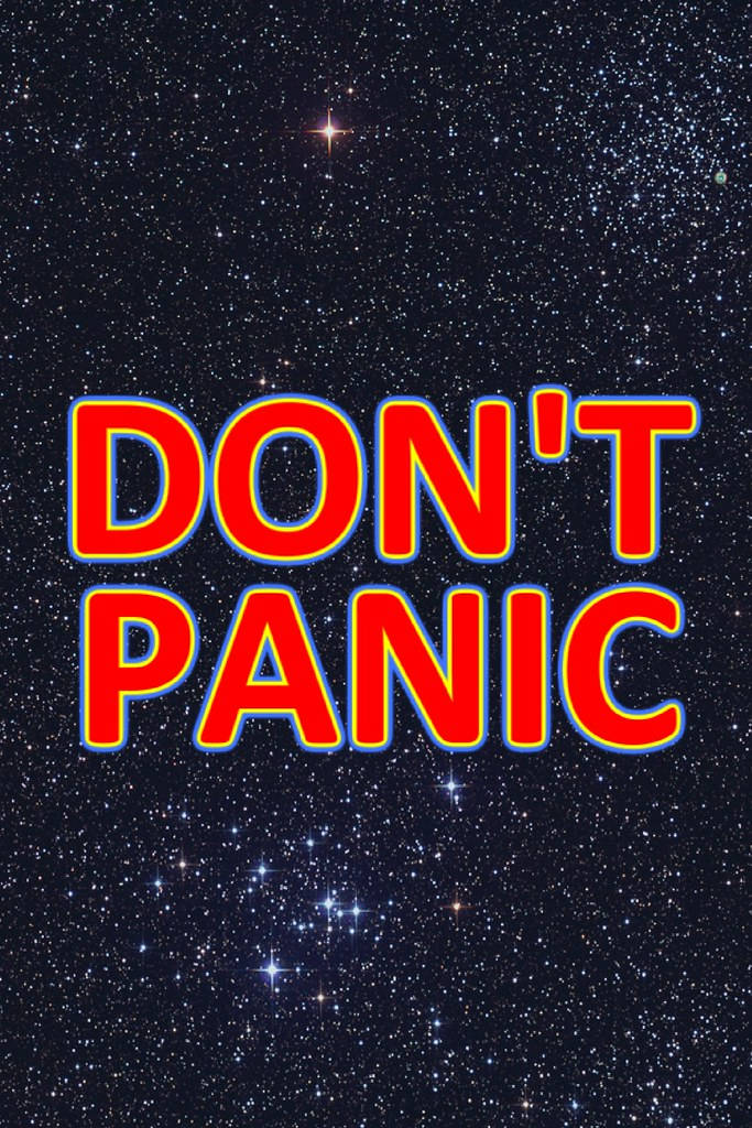 Don’t Panic Starry Background Mobile Wallpaper