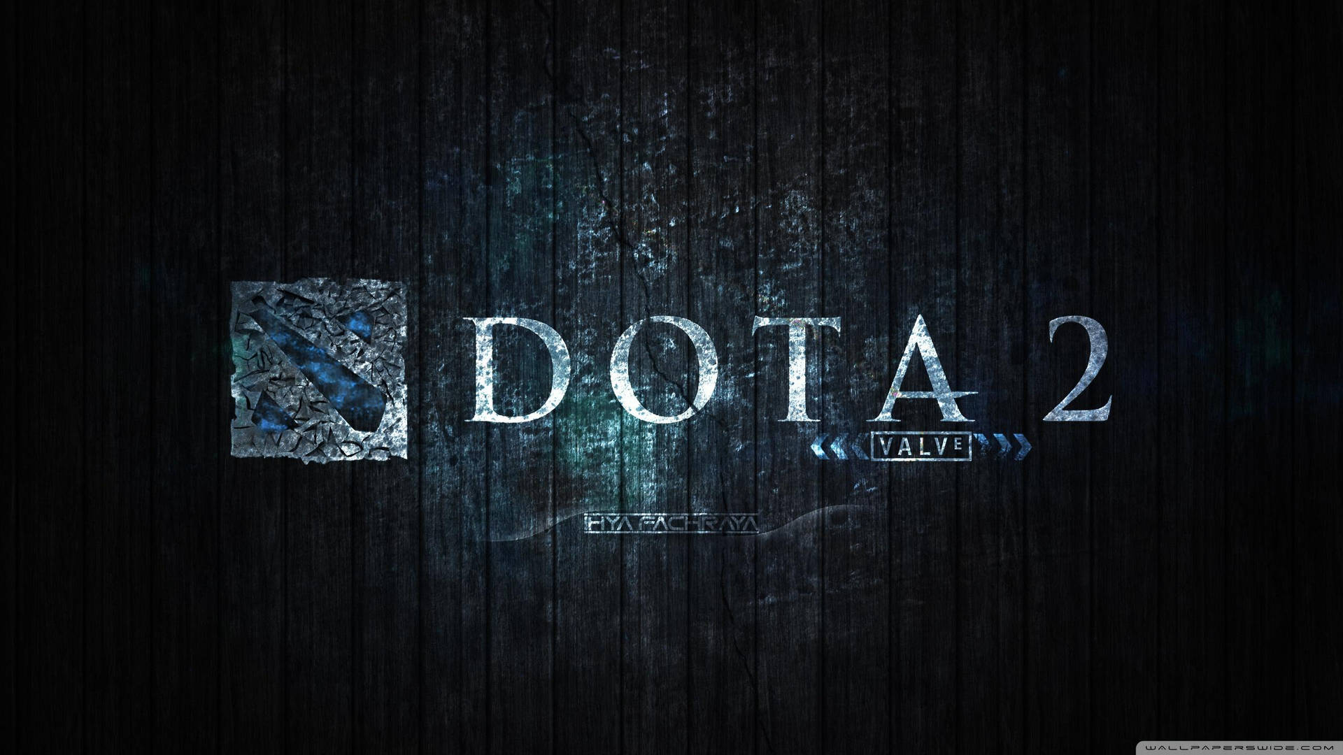 Dota 2 Logo Dark Blue Wood Wallpaper