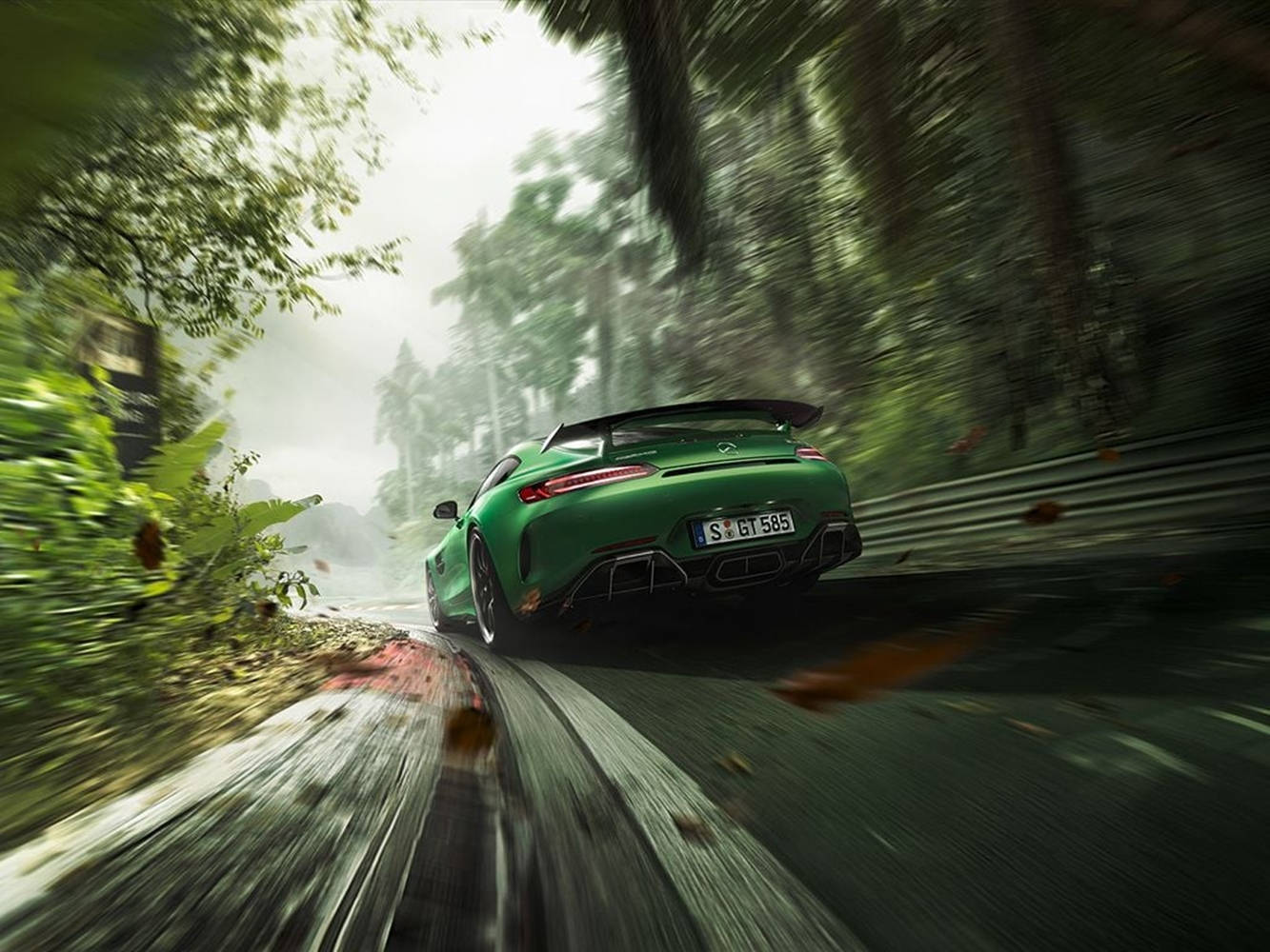 Drifting Green Mercedes Amg Gtr Wallpaper