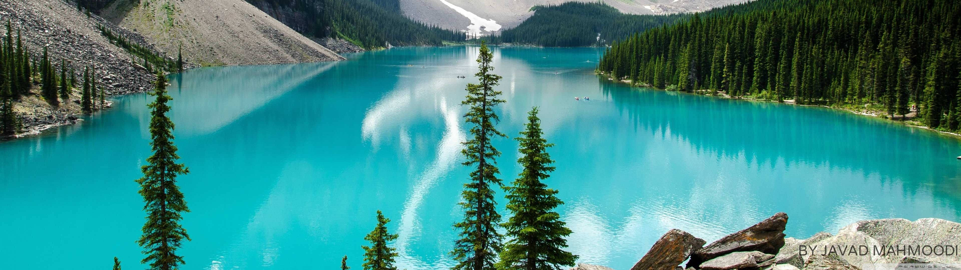 Dual Screen Wallpaper Of Blue Lake In High Definition Wallpaper