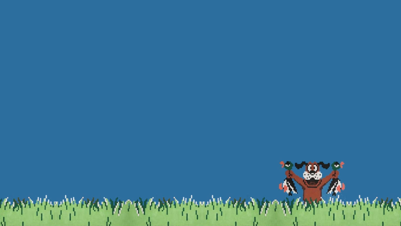 Duck Hunt Dog With Ducks On Grass Wallpaper