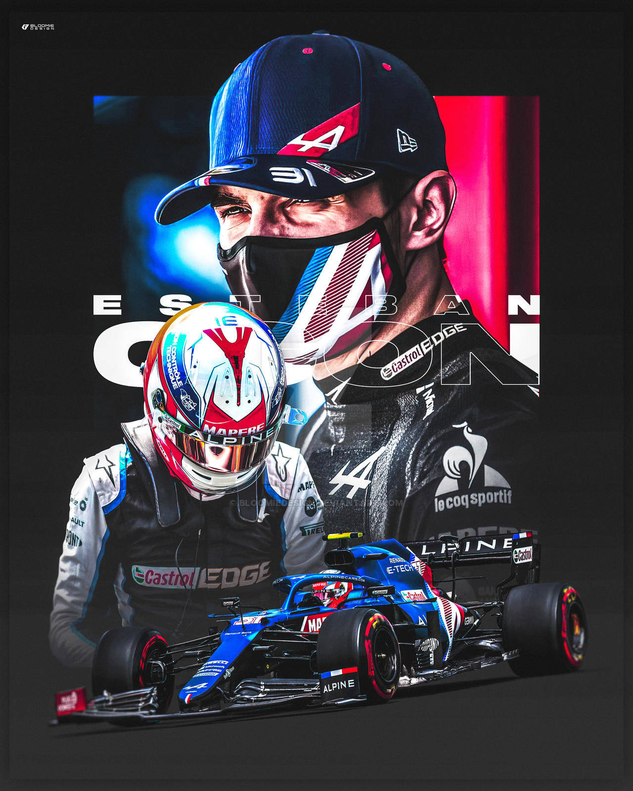 Dynamic Esteban Ocon In Action Wallpaper