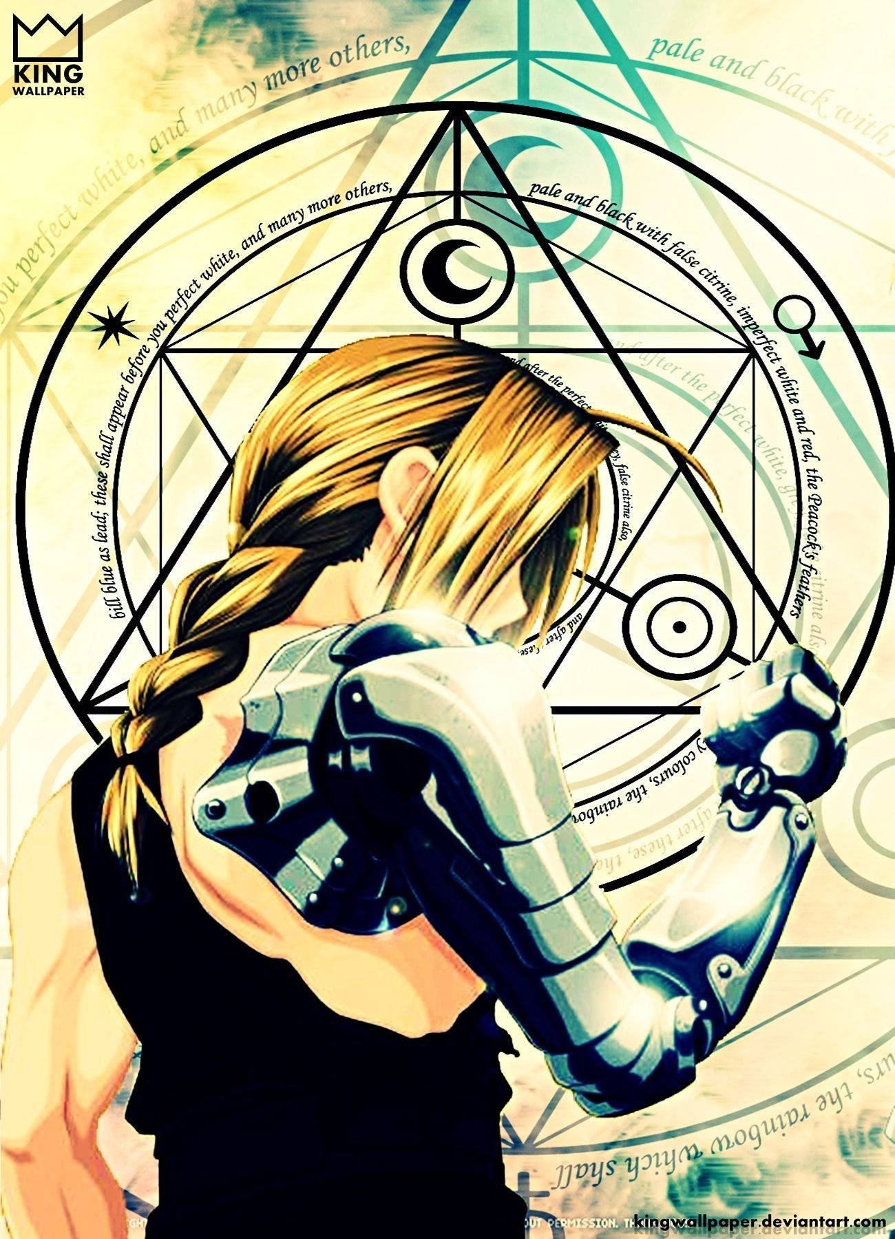 Edward Elric With His Robotic Arm In Fullmetal Alchemist Wallpaper