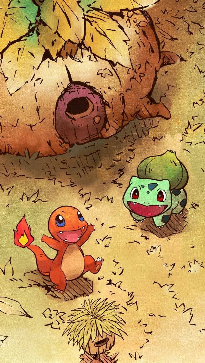 Eevee Pals Bulbasaur And Charmander Wallpaper