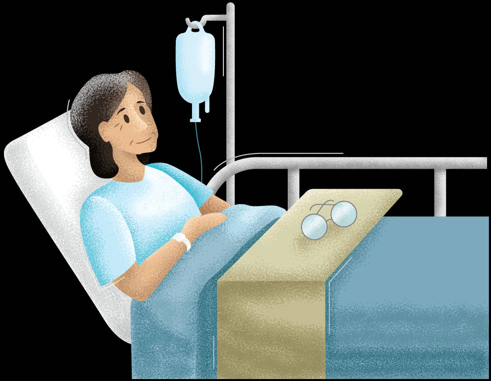 Elderly Female Patient Cartoon Illustration Wallpaper