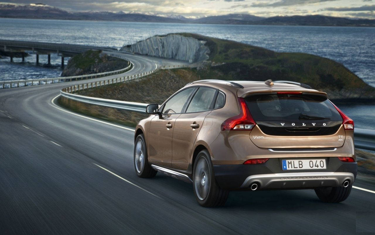 Elegant And Powerful - The Volvo V40 Rear Angle View Wallpaper