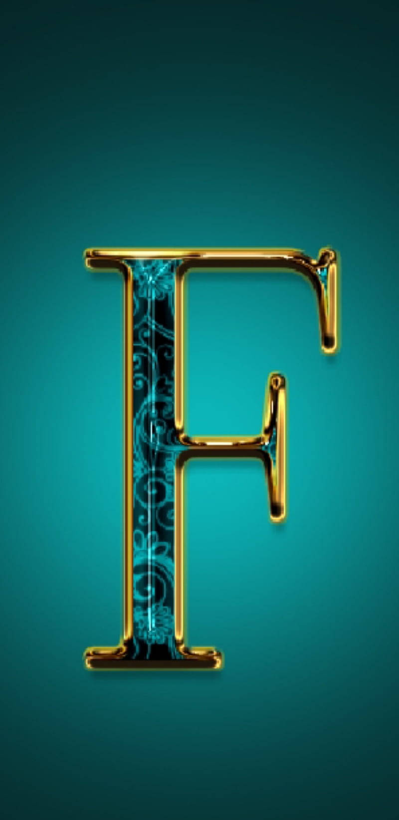 Elegant Green Letter F Wallpaper