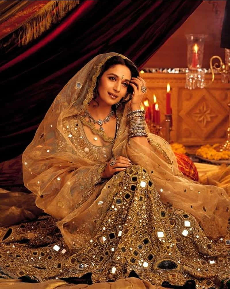 Elegant Traditional Attire Madhuri Wallpaper