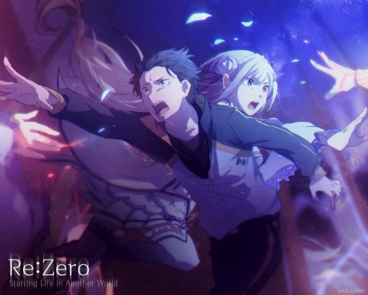 Emilia And Subaru Together In The World Of Re: Zero Wallpaper