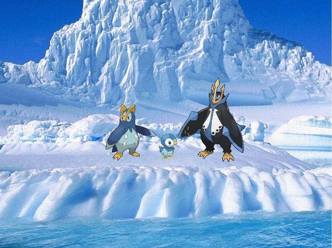 Empoleon Evolution Line On Iceberg Wallpaper